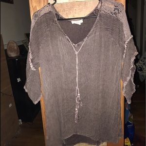 Indigo thread size small peasant top dusty purple